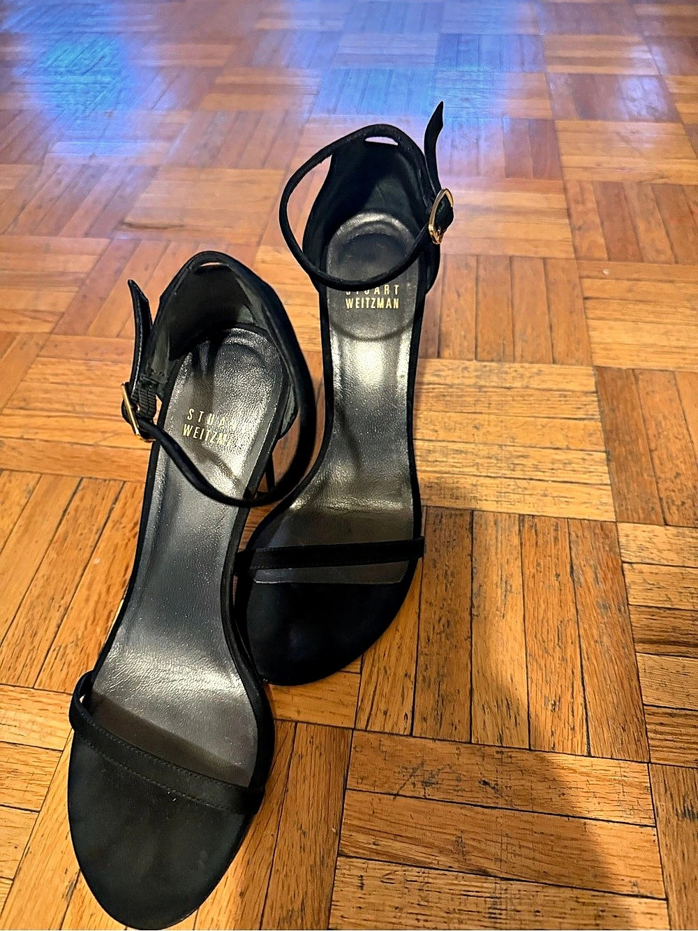 Stuart Weitzman Nudistcurve 100mm Sandal Black Heels